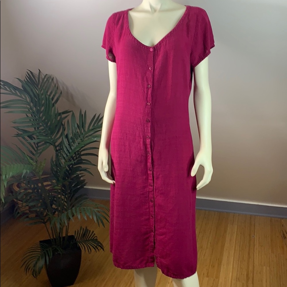 Eileen Fisher Italian Linen Blend Button Dress L